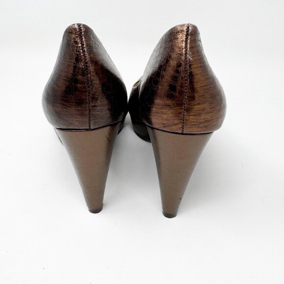 Antonio Melani Womens Metallic Bronze Embossed Leather Heel Pump Size 7.5 - Picture 6 of 12